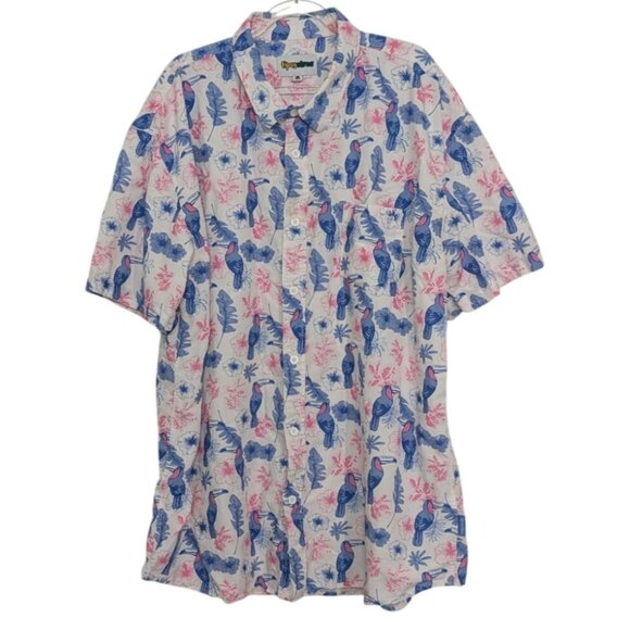 Tipsy Elves Toucan Tango Hawaiian Shirt Mens Size XXL Tropical Floral Casual - Picture 1 of 10